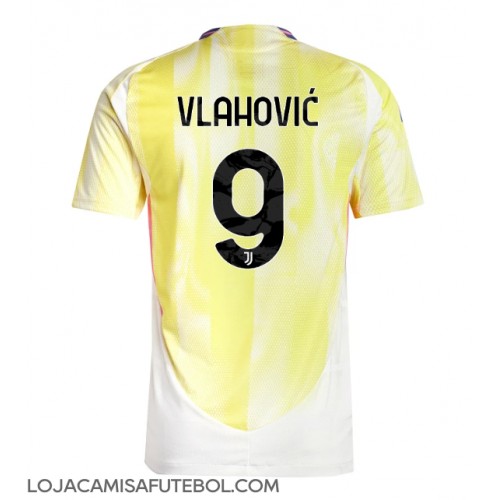 Camisa de Futebol Juventus Dusan Vlahovic #9 Equipamento Secundário 2024-25 Manga Curta